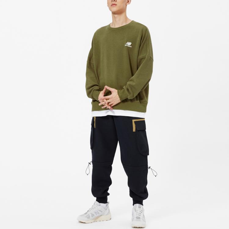 New Balance Sweatshirts Unisex Olive Green Crew Neck Moderate Regular AMT13345-OV