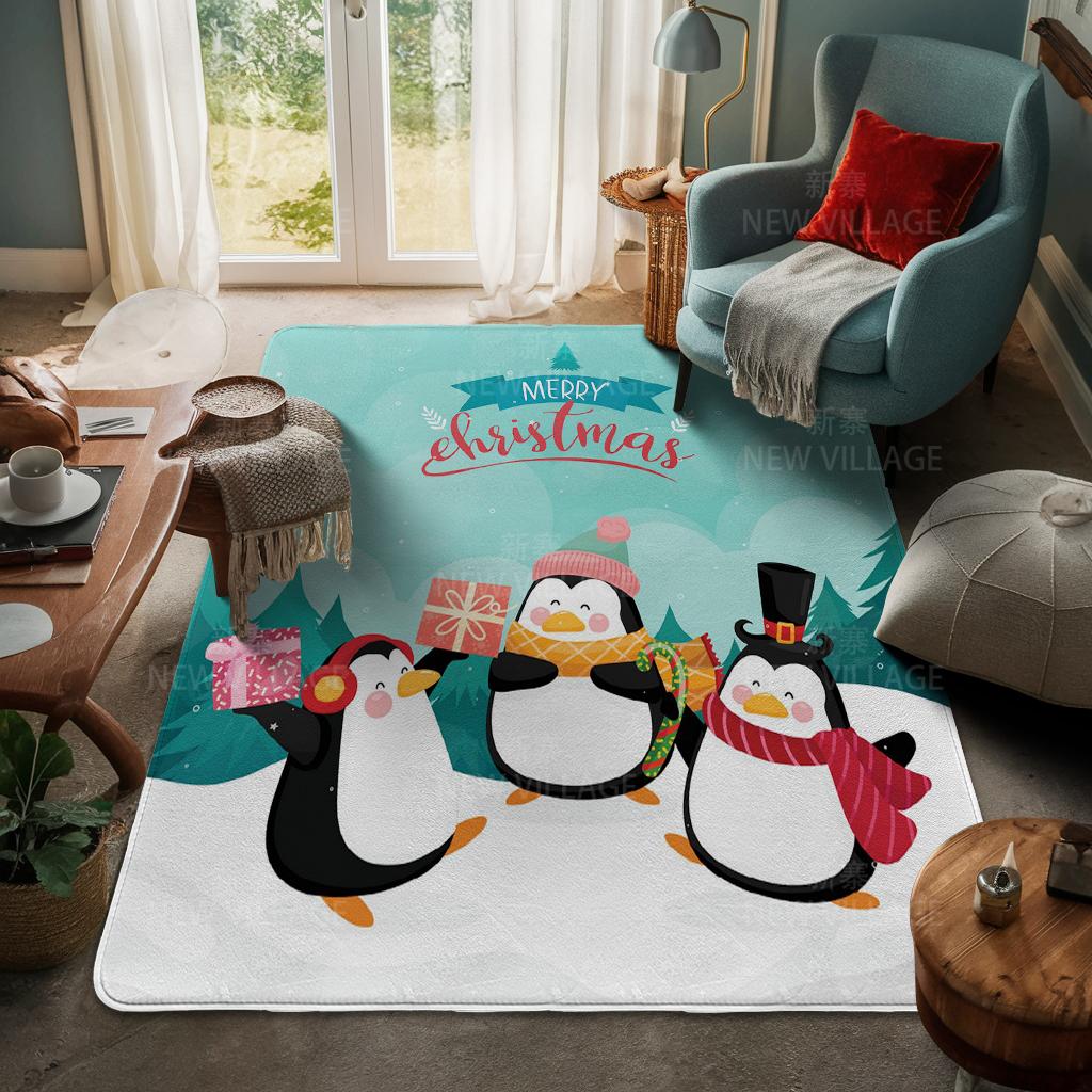 House Entrance Carpet Home Door Mat Living Room Bath Foot Bathroom Non-slip Water Absorption Rugs Bath Merry Christmas Winter