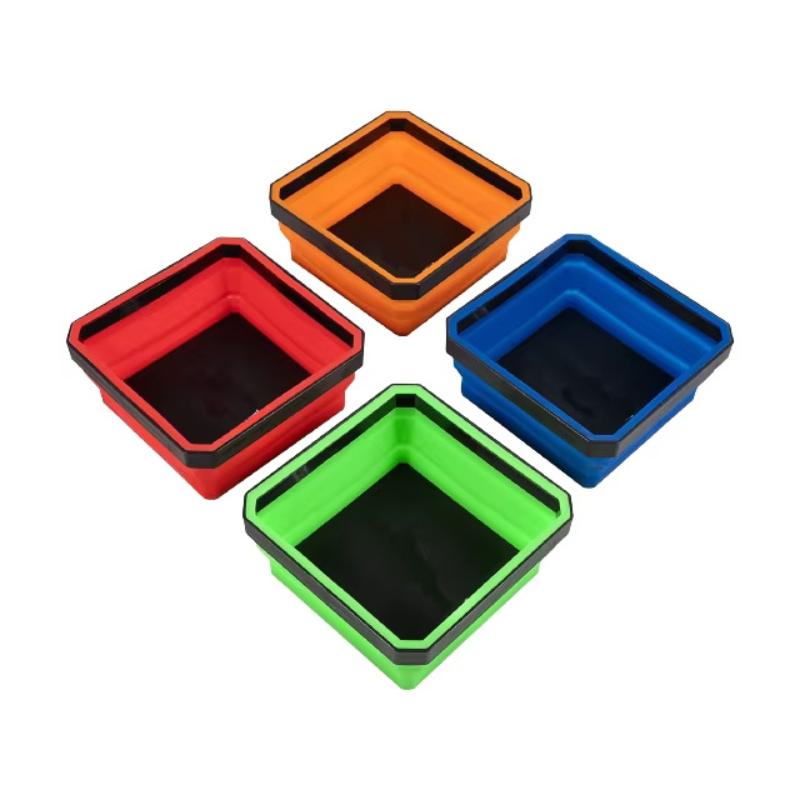 1Pcs Silicone Bowl Tool Part Storage Box Organizer 4.5Inch Collapsible Magnetic Screw Tray For Plumber Carpenters
