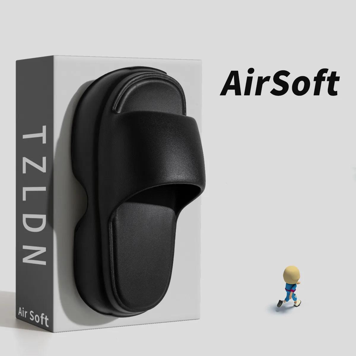 

Женские толстые тапочки-облака на платформе, шлепанцы с мягкой подошвой из ЭВА, летние пляжные шлепанцы, женские нескользящие домашние тапочки для ванной комнаты 35-36 чёрный