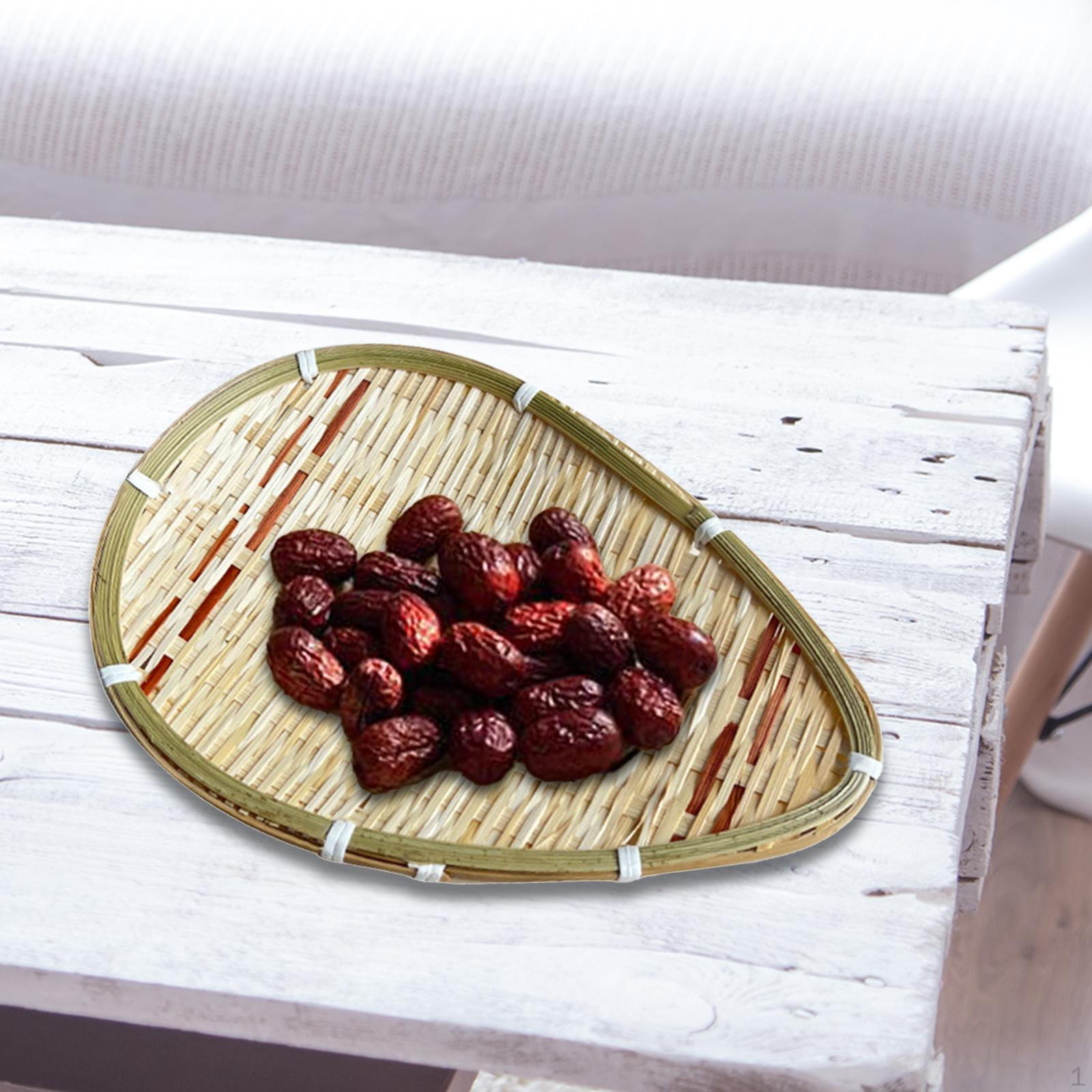 

Бамбуковая корзина ручной работы, прочный многоцелевой тканый поднос для хранения для столешниц 25x18cm