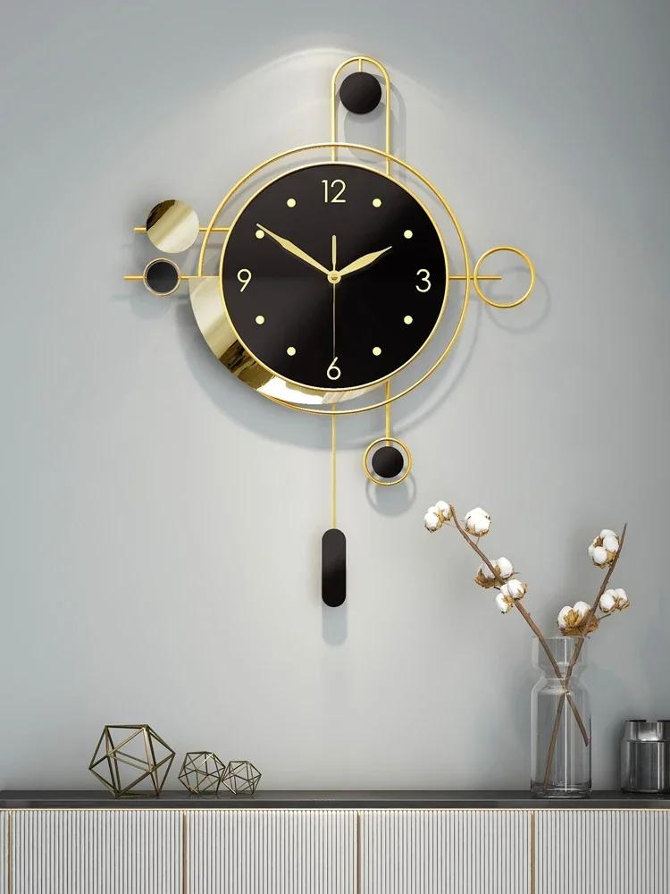 Large Metal Wall Clocks Luxury Silent Creative Pendulum Clock Living Room Gold Watches Art Nordic Home Decoration for Bedroom