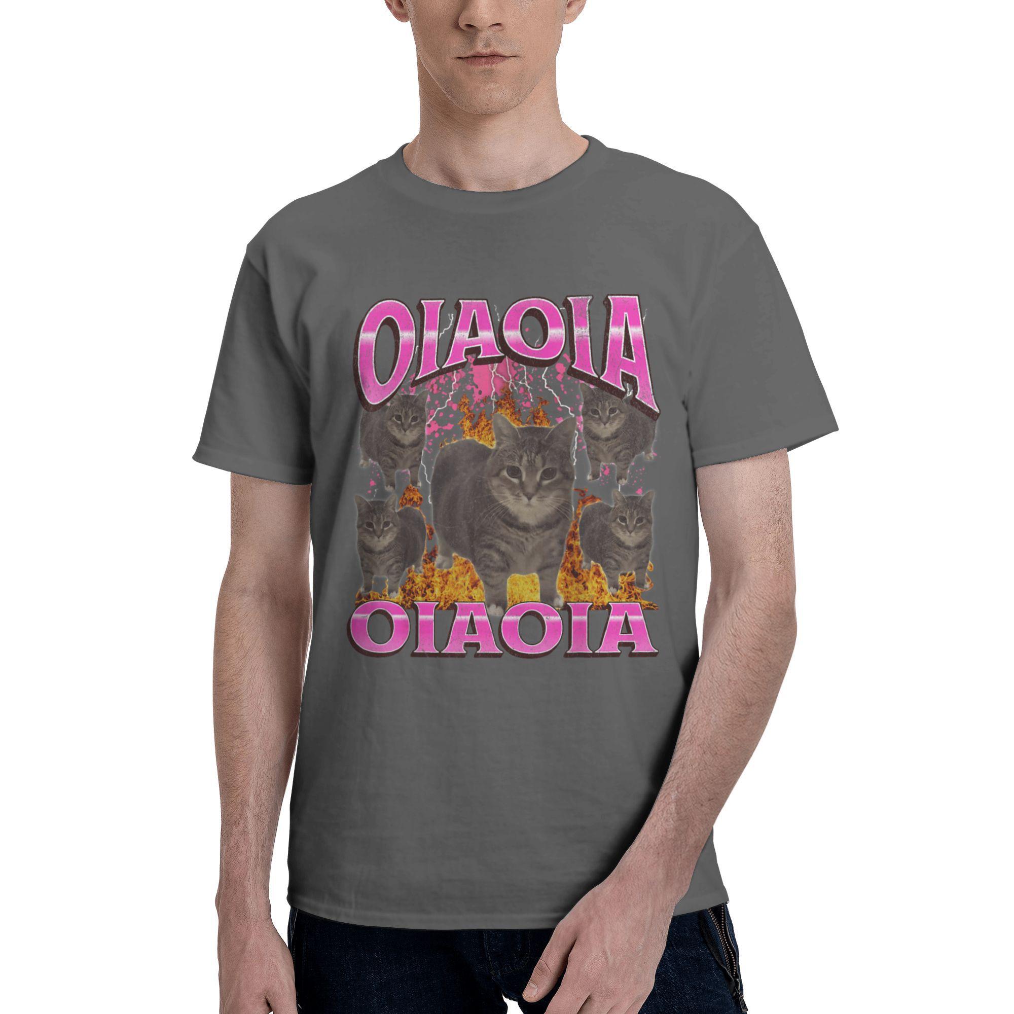 

Casual Funny Oiia Oiia Cat Meme Bootleg T-Shirt Men O Neck Cotton T Shirt Short Sleeve Tees Graphic Clothes XXXXXL темно-сірий колір