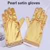 Short Gloves with Beaded Cuffs Bachelorette Party Stage Performances Handwear