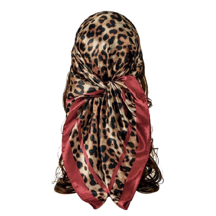 Lightweight Sun Resistant Neckerchief Polyester Headwear Scarf Feature Bold Leopard Print Design 90cm Kerchief