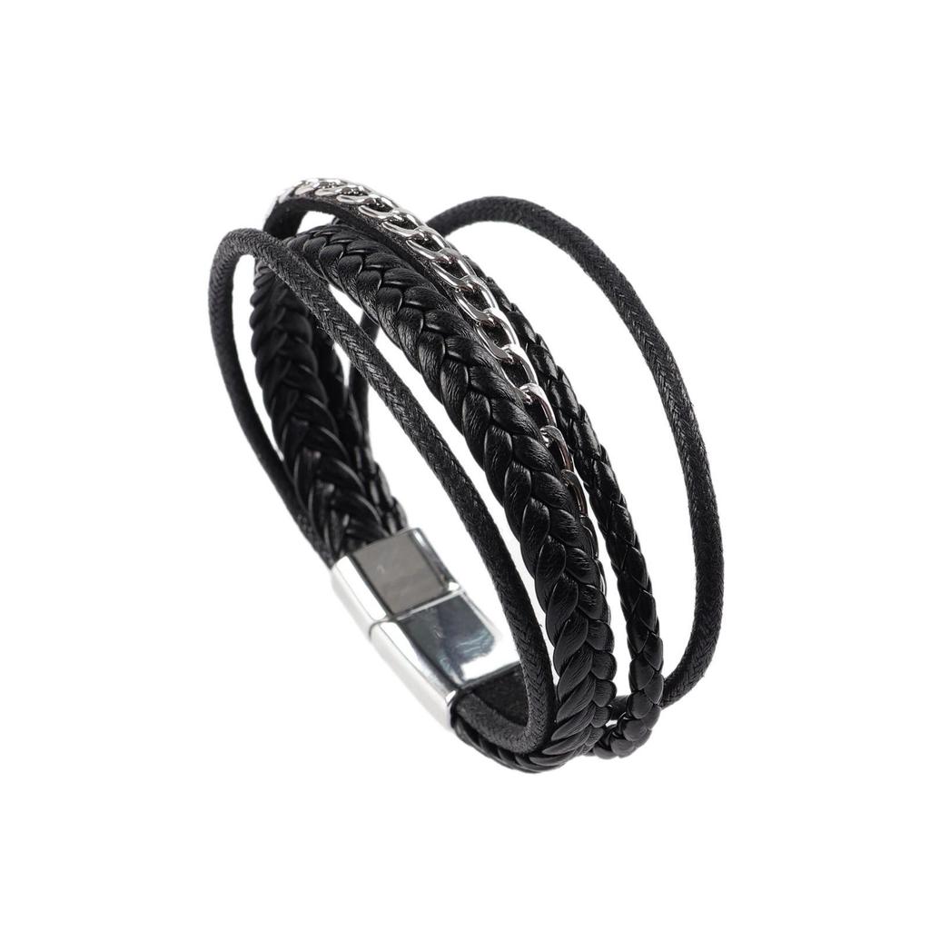 New Trendy Men's Multilayer Leather Bracelet: Classic, Versatile, Handmade Fashion Accessory