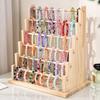 Wooden Jewelry Stand Log Bracelet Display Organizer with Removable Rod Visible Jewelry Showcase Rack
