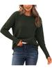 Autumn Winter Women's Sweater Long Sleeve Ribbed Knit Pullover Loose Round Neck Batwing Split Luxurious Relaxed-fit Slimming and Versatile Top