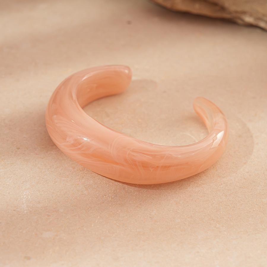 Irregular Pink Acrylic Openning Bangles for Women Personality Sweet Smudging Cuff Bracelet Smooth Resin Wristband