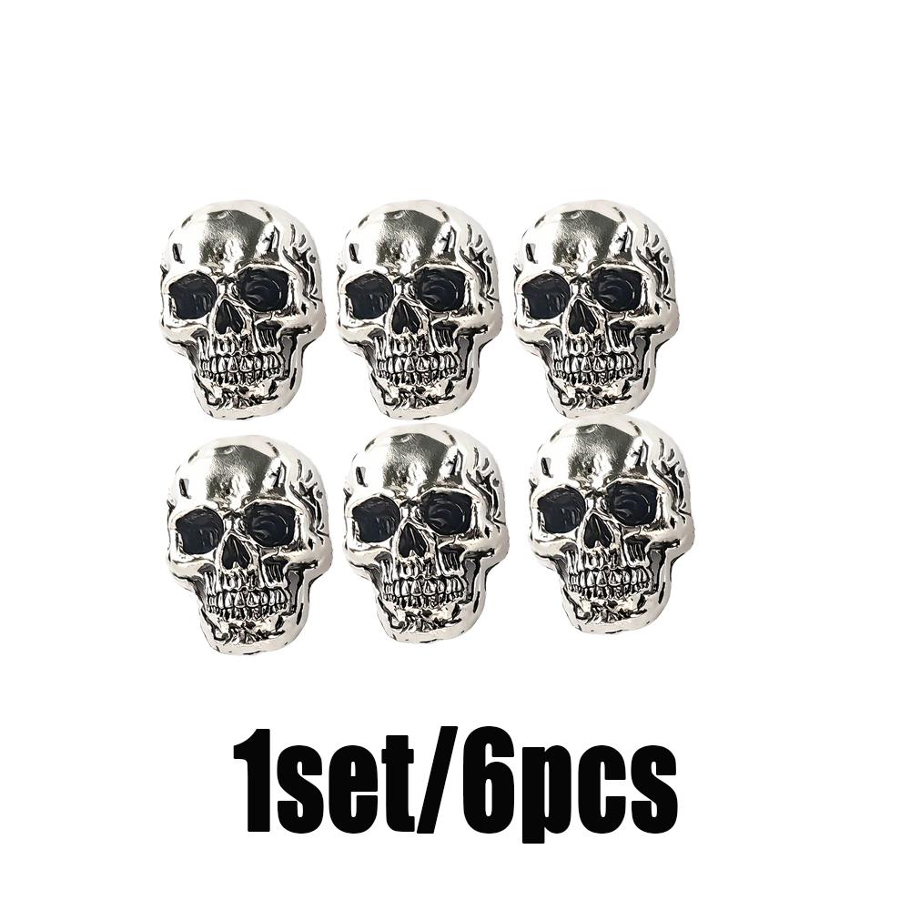 

1-3set 1set/6pcs Skull Head Brooch Stainless Steel Refrigerator Magnets Refrigerator Home Party Decoration Magnetic Accessory