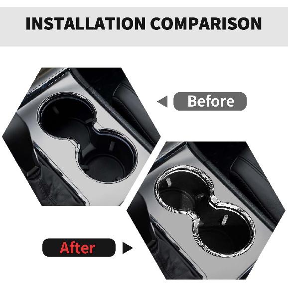 Cup Holder Trim Cover Frame Decorative Interior Accessories for Jeep Grand Cherokee 2011- (Chrome)