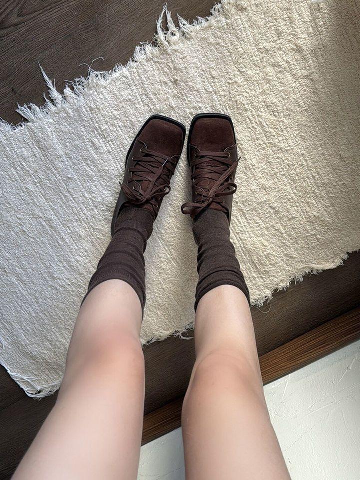 Fashion retro British lace-up square head single shoes women's spring 2025 new niche design thick heel Mary Jane shoes