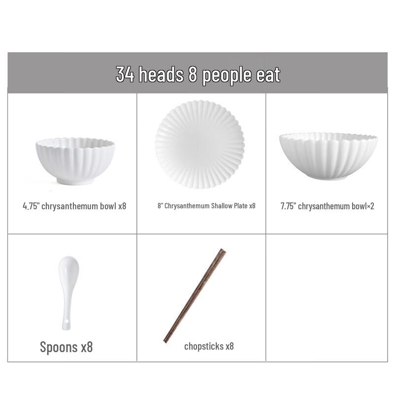 WJ Retro Chrysanthemum Ceramic Dinnerware Set