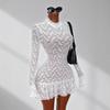 Women's European and American Fashion Bohemian Perspective Sexy Hollow Lace Dress