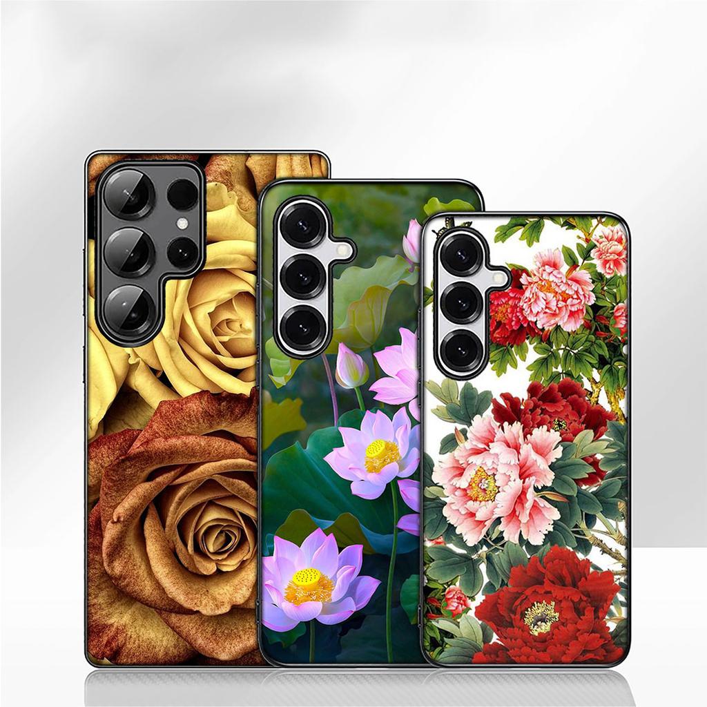 Rose Purple Lotus flower Peony Phone Cover Case for Apple iPhone 16 15 14 Plus 13 12 Mini 17 Pro Max + 16E Air 16+ ProMax Casing