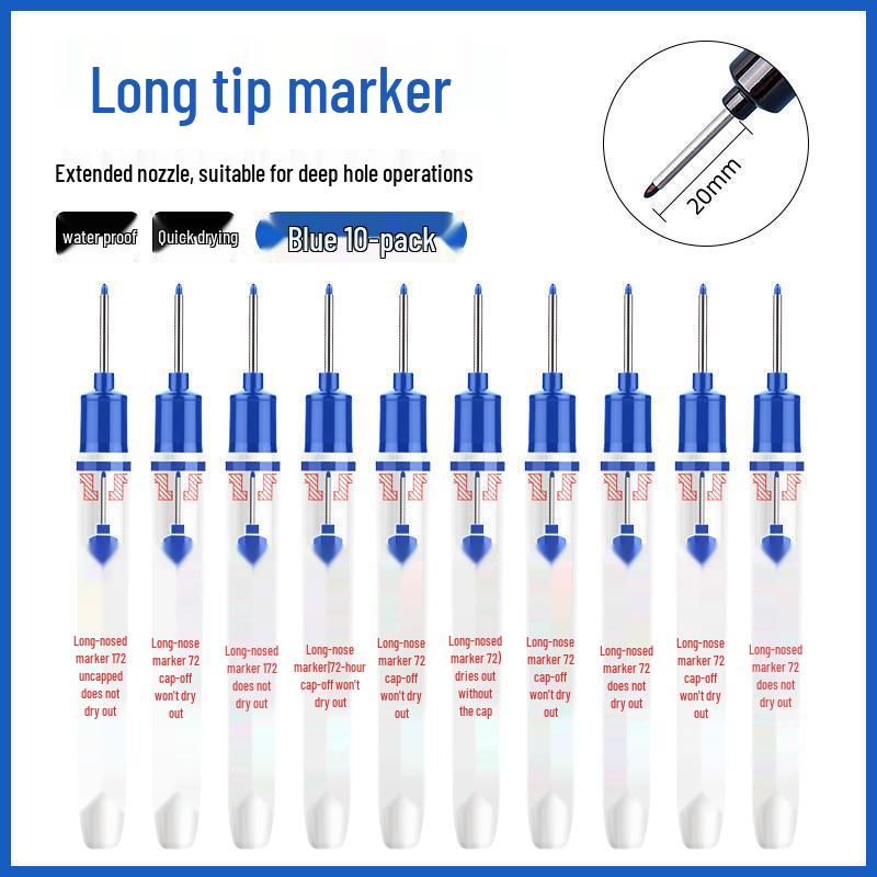 Long Tip 20mm Black Waterproof Deep Hole Marker for Woodworking and Tile