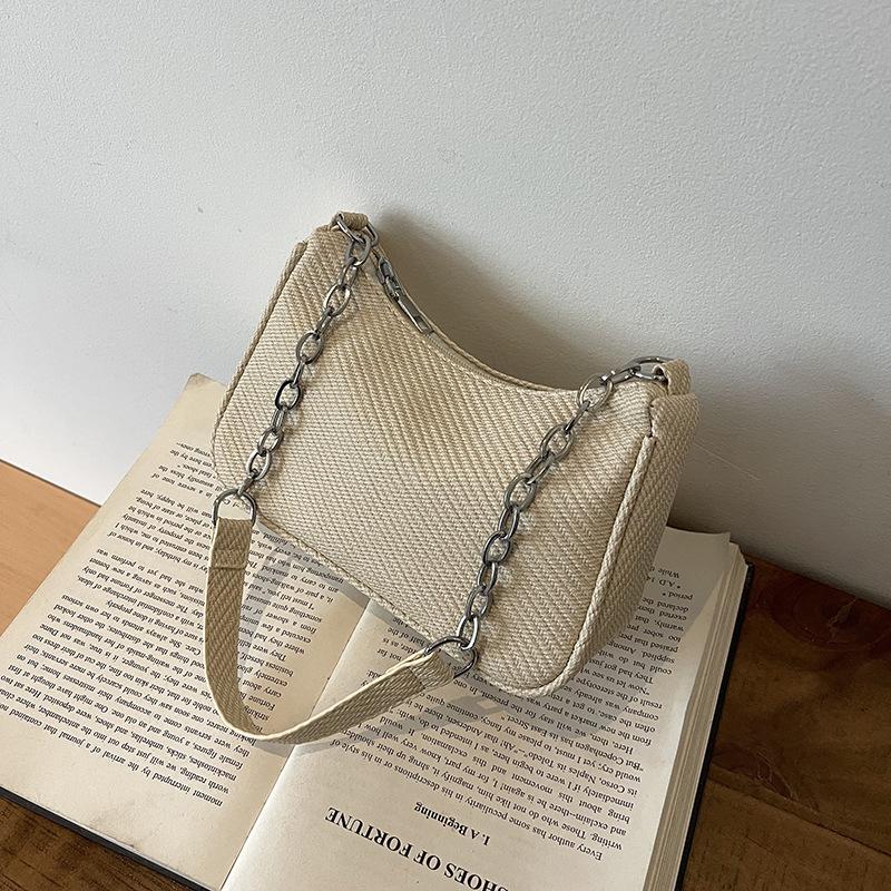 

Корейская версия простой женской сумки на текстурной цепочке 2025 новая модная дорожная модная сумка кроссбоди на плечо подмышку хаки