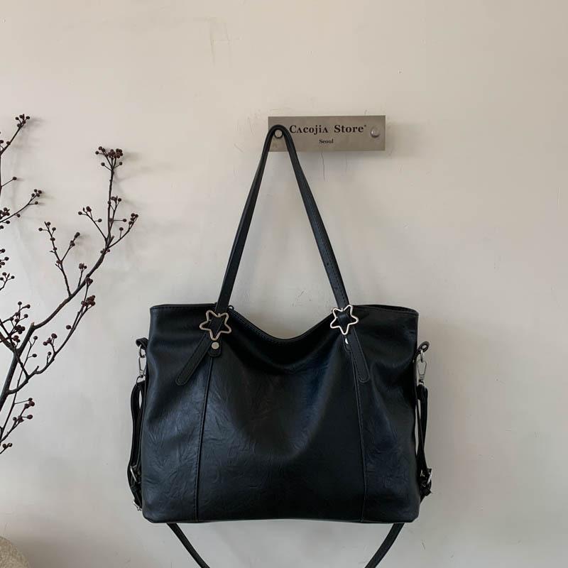 Niche large-capacity commuter tote bag autumn new lazy style simple texture casual shoulder bag