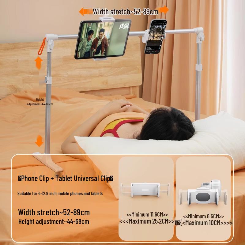 

Adjustable Dual Device Stand for Phones and Tablets - Perfect for Bedside Binge-Watching