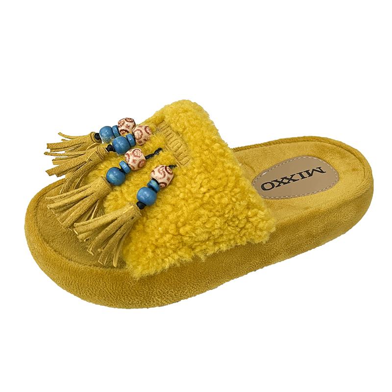 Fashion Fashion Slippers Home Non-Slip Flip Flops Outside Wear Cute Casual Tassel Fluffy Drag