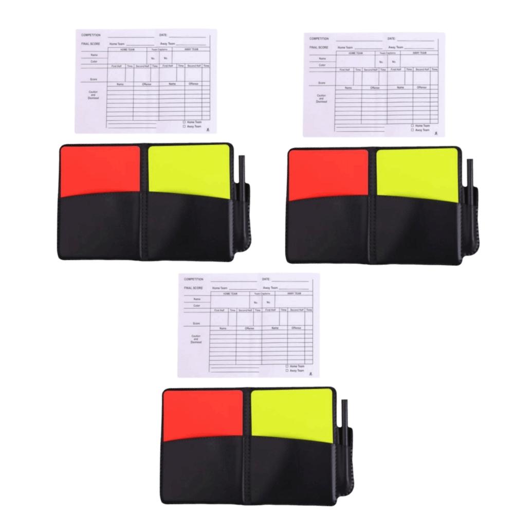 3PCS PVC Soccer Referee Card Set Foldable Record Paper Convenient Protective Cover  Football Matches