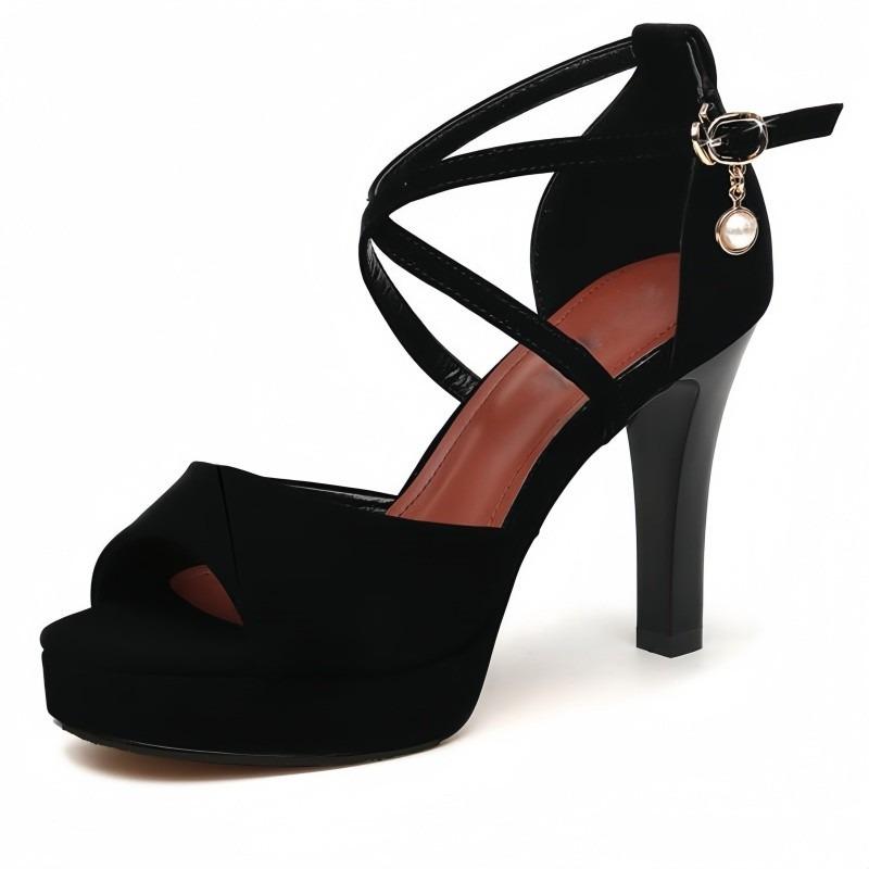 Fashion 2025 Summer Peep Toe Women's Sandals Fashion Buckle Strap Office and Career New Solid Best Seller Comfortable Heeled Sandals