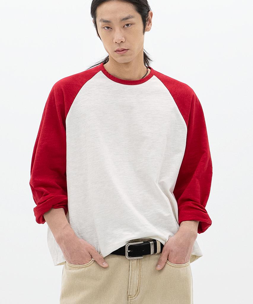BRENSON Slub Overlayer Raglan T-Shirt (Purple)
