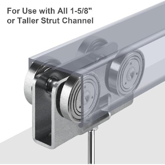 Trolley Assembly,Upgraded Load and Stable 4 Wheel Light Duty for Use with All 1-5/8" or Taller Strut Channel(Pack of 4)……