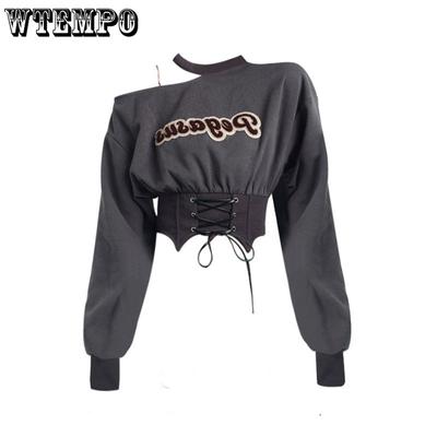 American Retro Strapless Tops Women's Early Fall Thin Section Short Waist Sweater Design Sense Niche