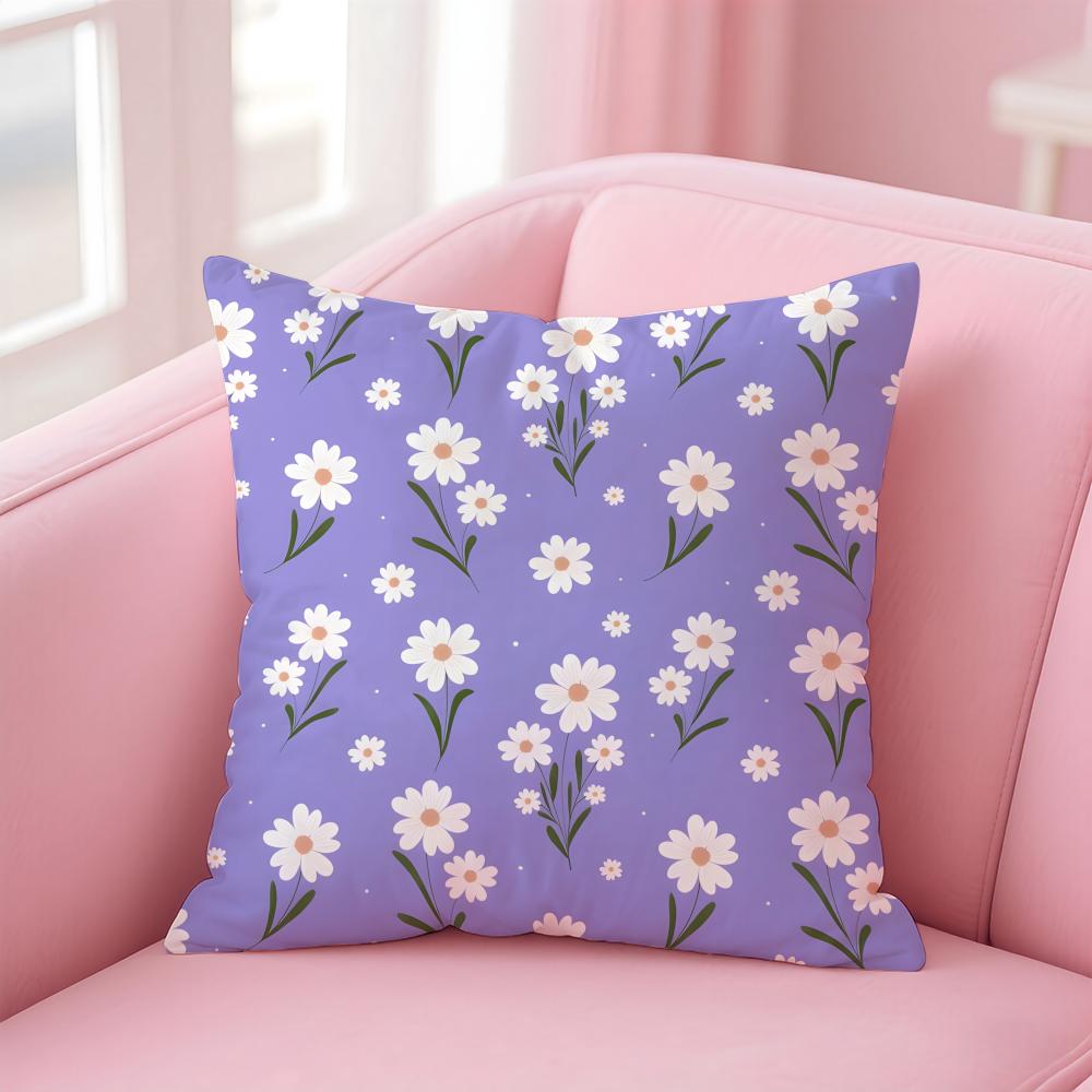 Ssmall Daisy Cushion Cover Pillowcase Short Plush Invisible Zipper Room Sofa Cushion Cover