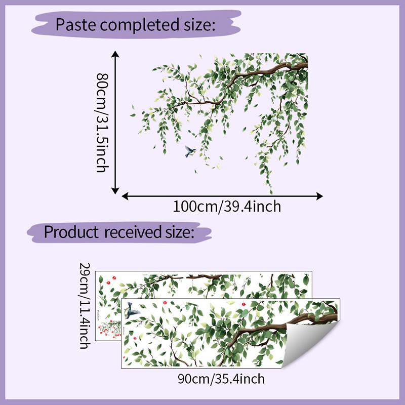 

2Pcs/Set Removable Self Adhesive Stickers Tree Branches Leaves Birds Wall Stickers Bedroom Living Room Decoration Accessories A