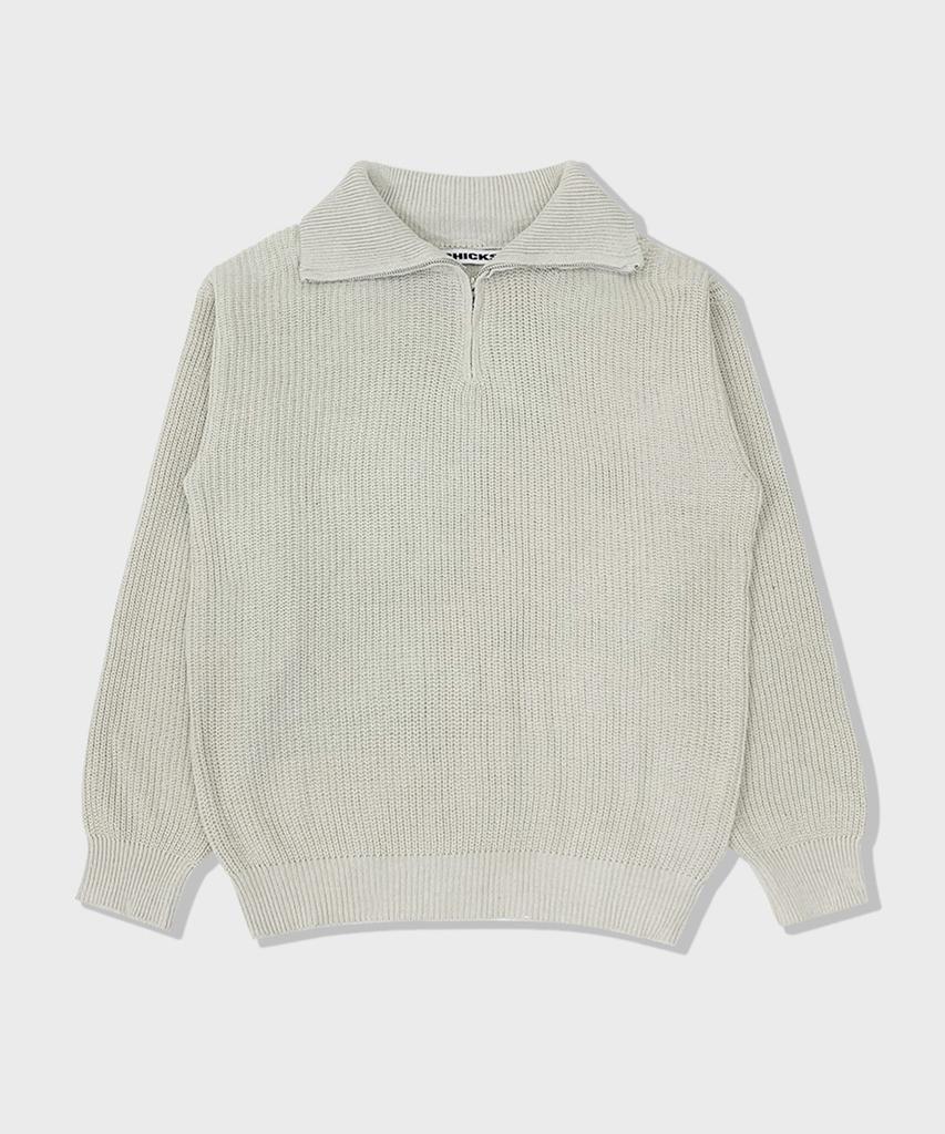 CHICKS Half-Zip Collar Oversized Knit Beige