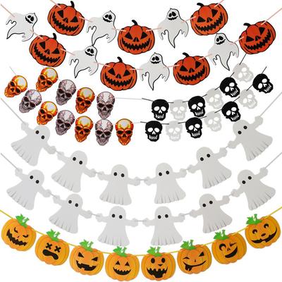 Halloween Triangle Flags: Bat, Pumpkin, Witch Bunting Banner for Party Decorations