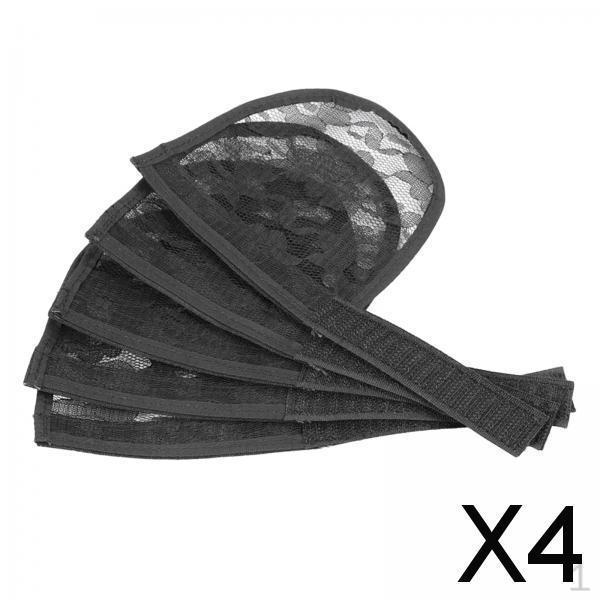 

4x Большая сетка для волос на кружевной основе для хвоста, афро-пучка, на шнурке