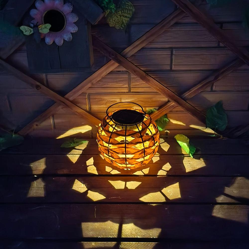 Rattan Wicker Outdoor Garden Villa Decorative Lamp Piece Handcrafted Lighting for Patio Balcony Furniture Accessory