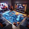1PC Custom Name Blue Dragon Fantasy Art Theme Floor Mat Ideal for Living Room, Game Rooms, Office, Bedroom,Floor Mat Playful Design