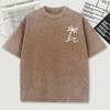 Simplified Coconut Tree Print Snow Wash Men Tee Shirts Summer Breathable O-Neck T Shirt Soft Washed Clothes Short Sleeve