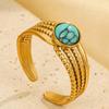 Adjustable Retro Titanium Steel Ring with Color Stones – Trendy, Non-Fading, High-End Style for Women