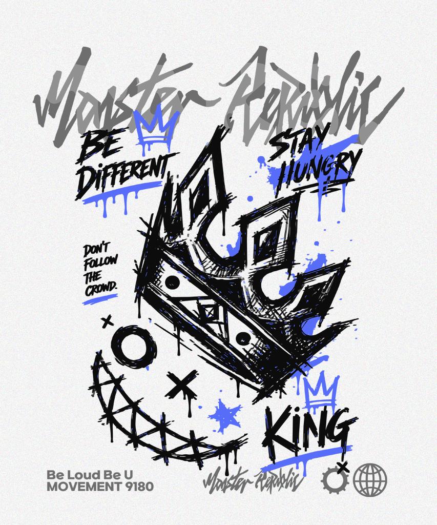 MONSTER REPUBLIC Crown Blue T-Shirt White_9180