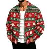 Herren Casual Cordjacke mit Taschen Reißverschluss Langarm Oberbekleidung Weihnachtsdruck