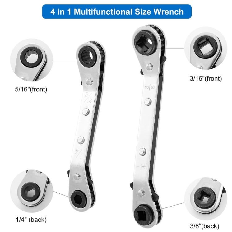 HVAC Maintenance Tool Kit with Valves Cores Removal Tool And Hex Adapters HVAC Service Wrench For Refrigeration Systems