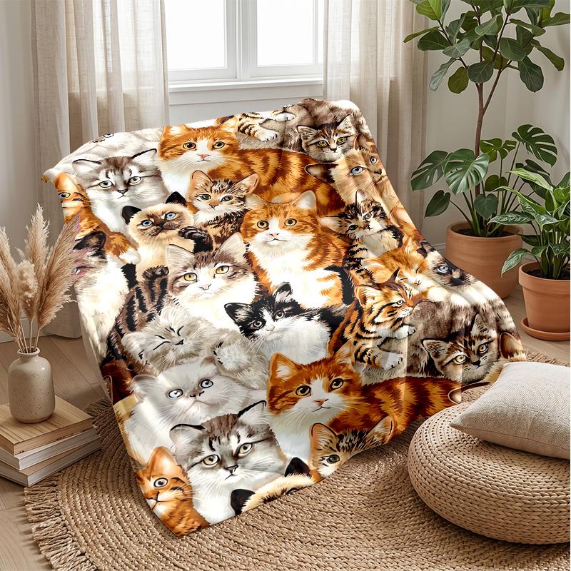 Cat Astronaut Space Journey blanket Personalized Name Flannel Blanket Soft Cozy Plush Throw for Sofa Bed Lightweight Home Decor