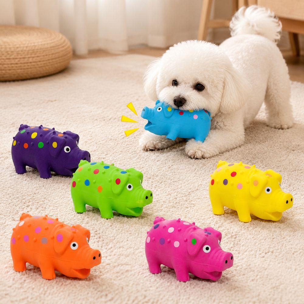 Interactive Latex Spot Grunting Pig Toy Soft Dog Chew Toy  For Small Medium Large Dog