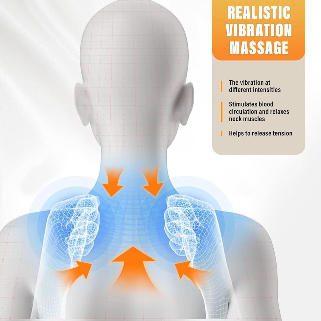 3-in-1 Neck Massager Pillow, Pillow Massage Neck Hump Ergonomics Neck Massager for Pain Relief Deep Tissue with Heating Traction & Vibration Massage