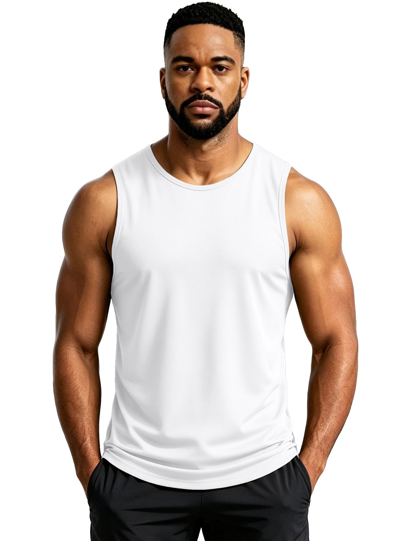 Men Solid Color Loose Breathable Sleeveless Tank Top For Gym Fitness Training S