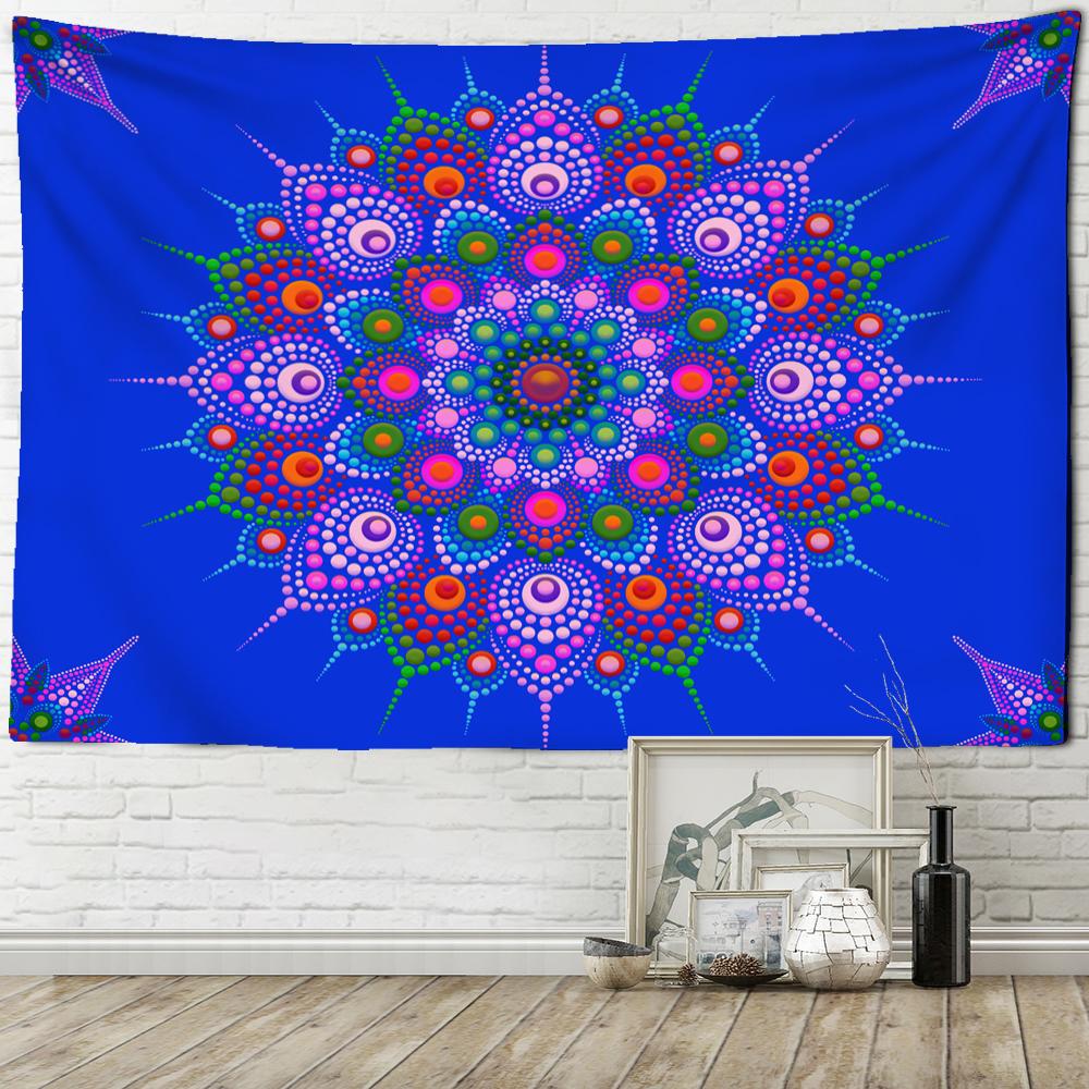 Tapiserie cu mandala colorată, agățată pe perete, în stil boem, vrăjitorie psihedelică, Tapiz, artă hippie, decor acasă