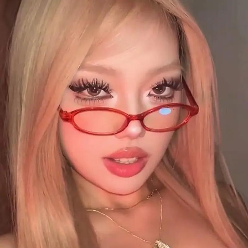 Retro Anti-blue Light Glasses Women Y2K Harajuku Red Green Square Frame Eyeglasses Reading Computer Spectacle Goggles Eyewears