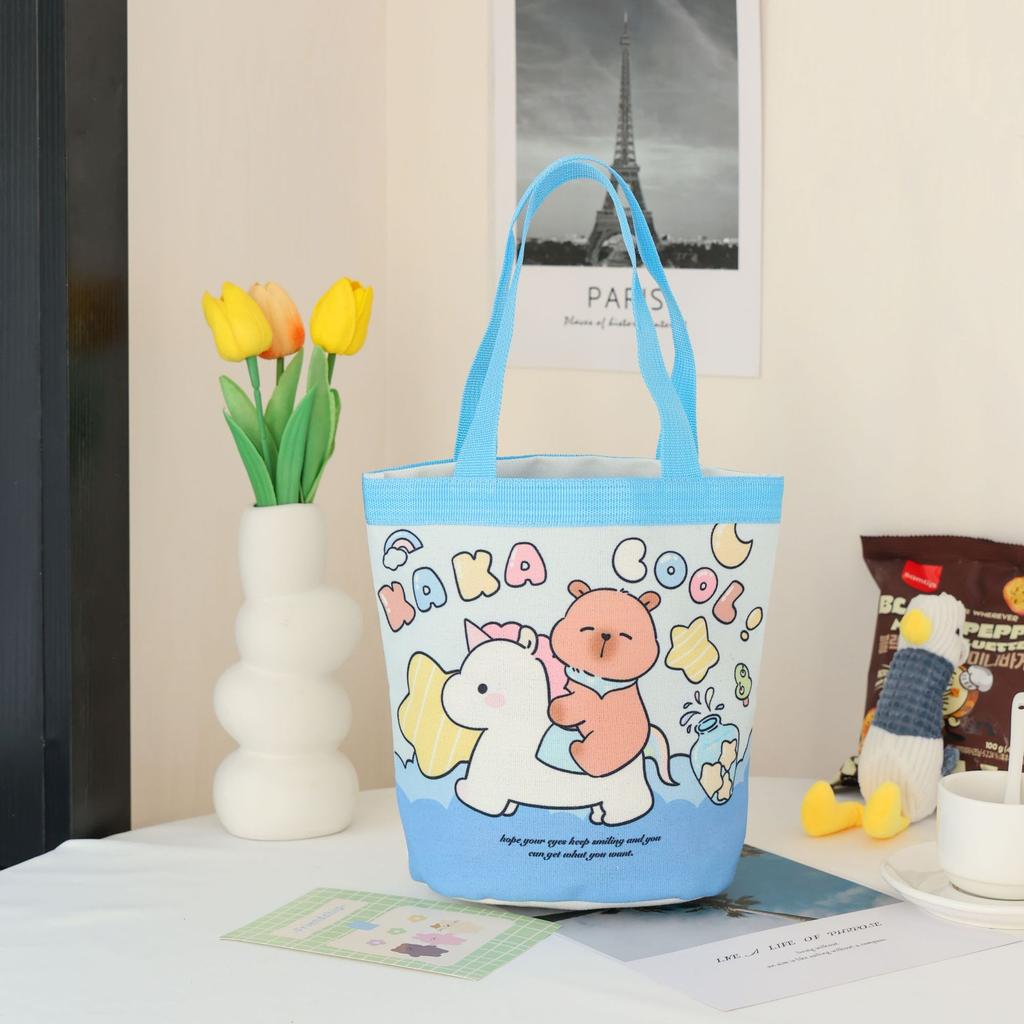 Cute Graffiti Bucket Bag for Women, Ins Style Cartoon Print Round Cylinder Handbag, Korean Fashion Shoulder Tote for Lunch and Daily Use
