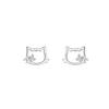Hello Kitty Single Diamond Hollow Cat Ear Stud Earrings for Women - No Removal Needed