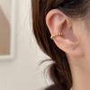 Retro Geometric Titanium Steel Ear Cuff: No Piercing, Layered Metal Texture